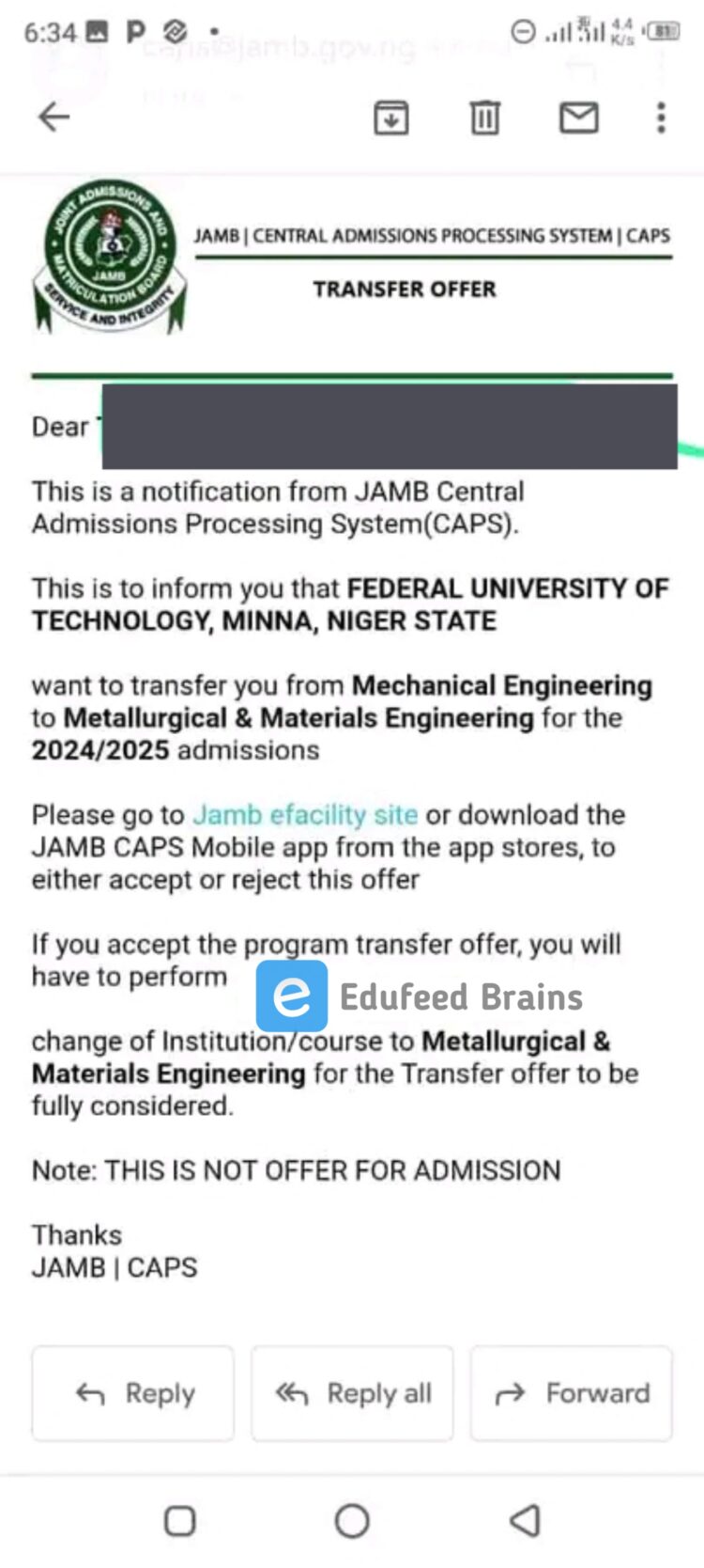 Transfer Email